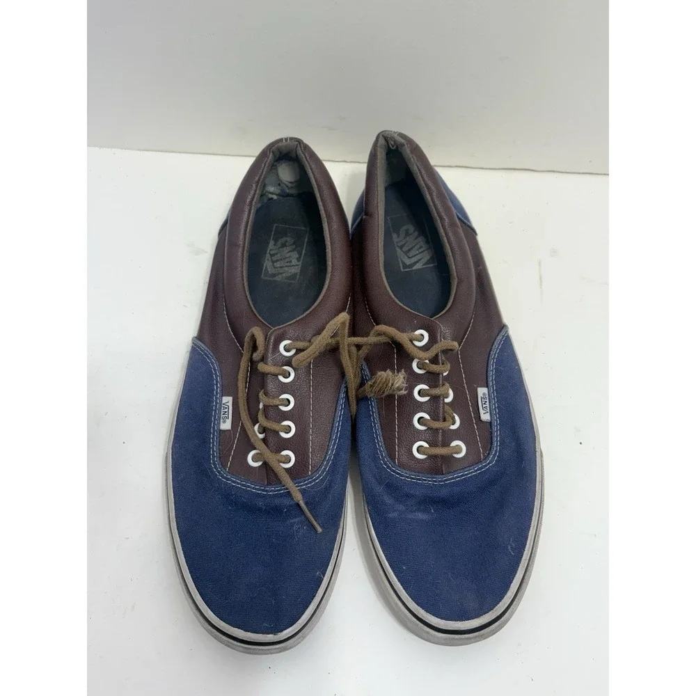 Vans Men's Era Leather Plaid Estate Blue Potting Soil‎ Boat Shoe Size 13